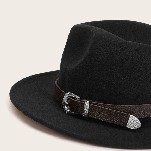 Boho Western style black buckle Fedora main image 7